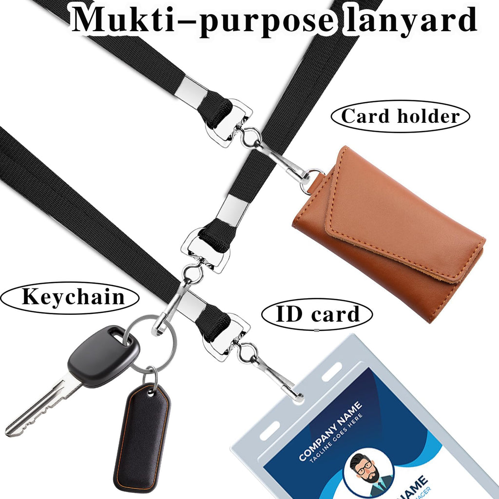 Volkach 100 Pack Flat Lanyards for ID Badges, 36" Inch Safety Lanyard with Badge Clip Swivel J-Hook used for Hanging Office Business Cards and Student ID Cards (Black)