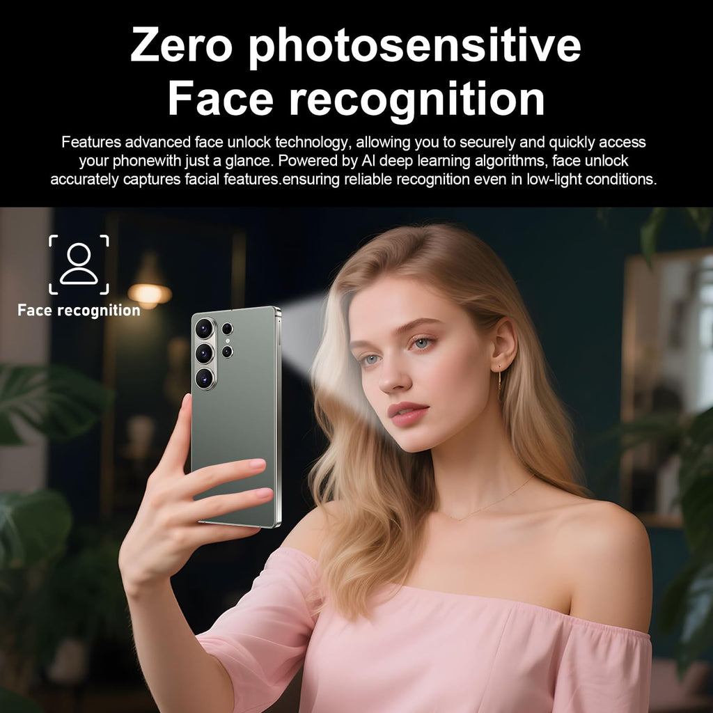 QFJ 26 Ultra 12+512GB Smartphone - 7000mAh Battery, 6.99-inch Display, Built-in Pen,Android 15,68MP+108MP Dual Camera/Dual SIM/Fingerprint Lock/Face(Green)