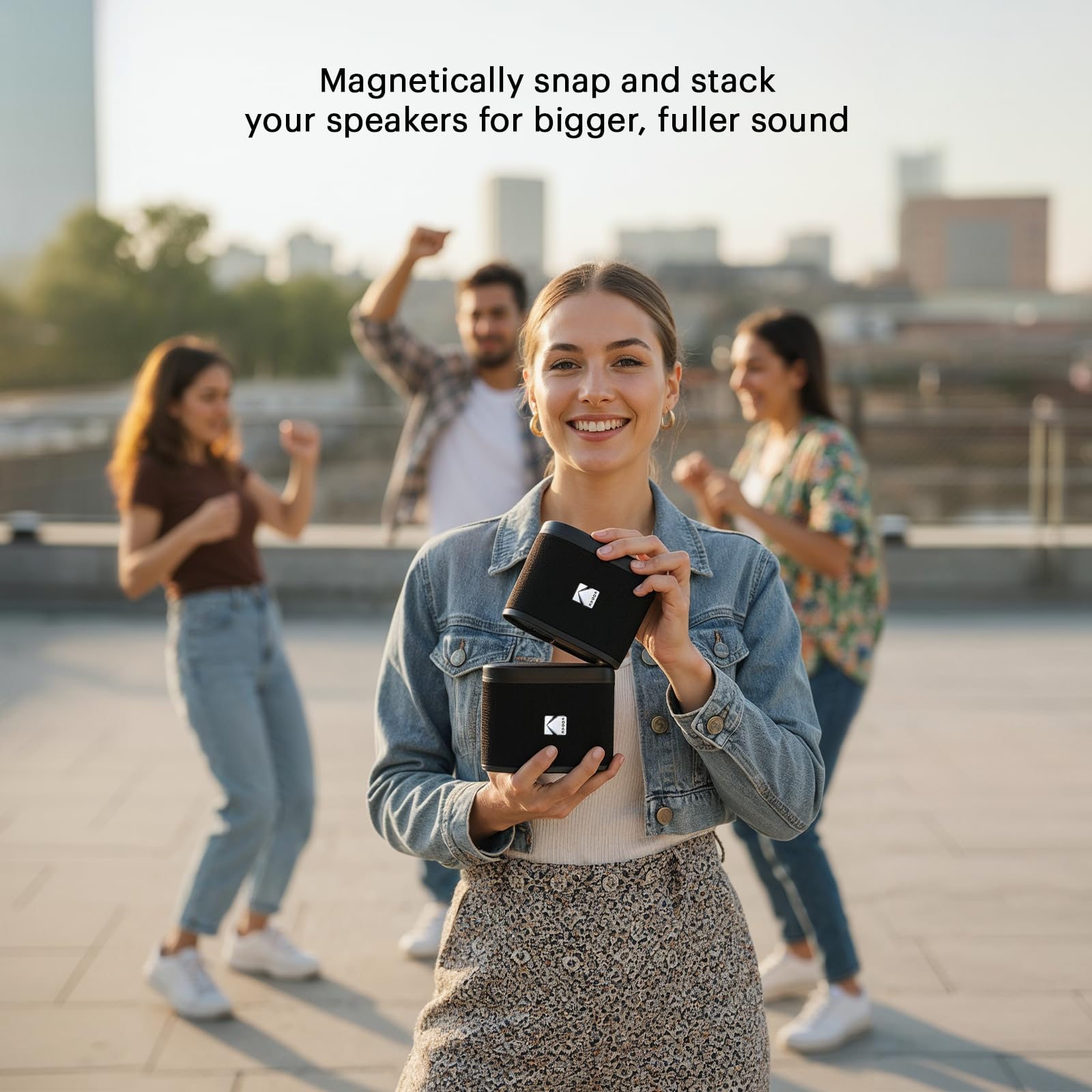 KODAK SOUNDBRIX Portable Bluetooth Speaker IPX4 Water Resistant Wireless 5H Playtime Stackable Speaker 100 Speaker Pairing White Elephant Gift Adults Men Women Teen Boys Girls Travel