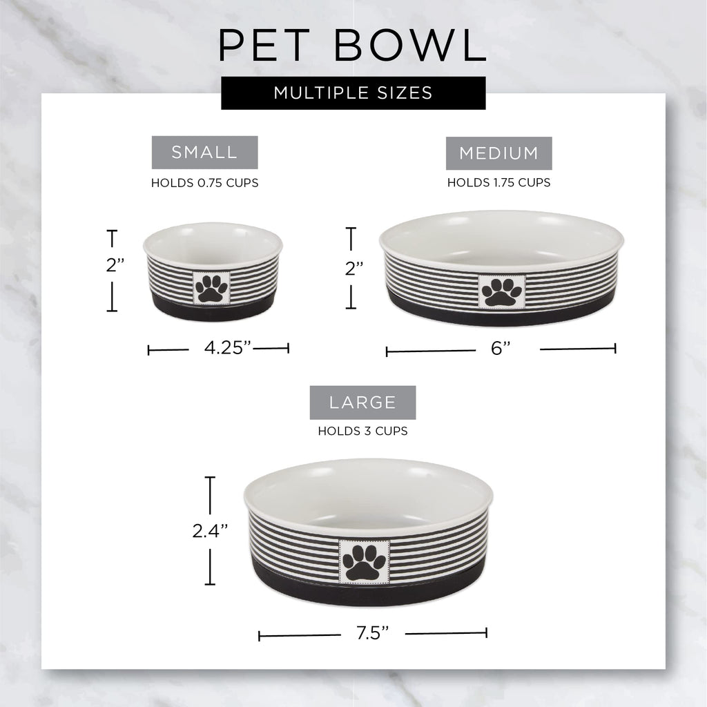 Bone Dry Ceramic Food Bowls, Non-Slip & Dishwasher Safe, Large Set, 7.5x2.4, Rainbow Paw, 2 Count