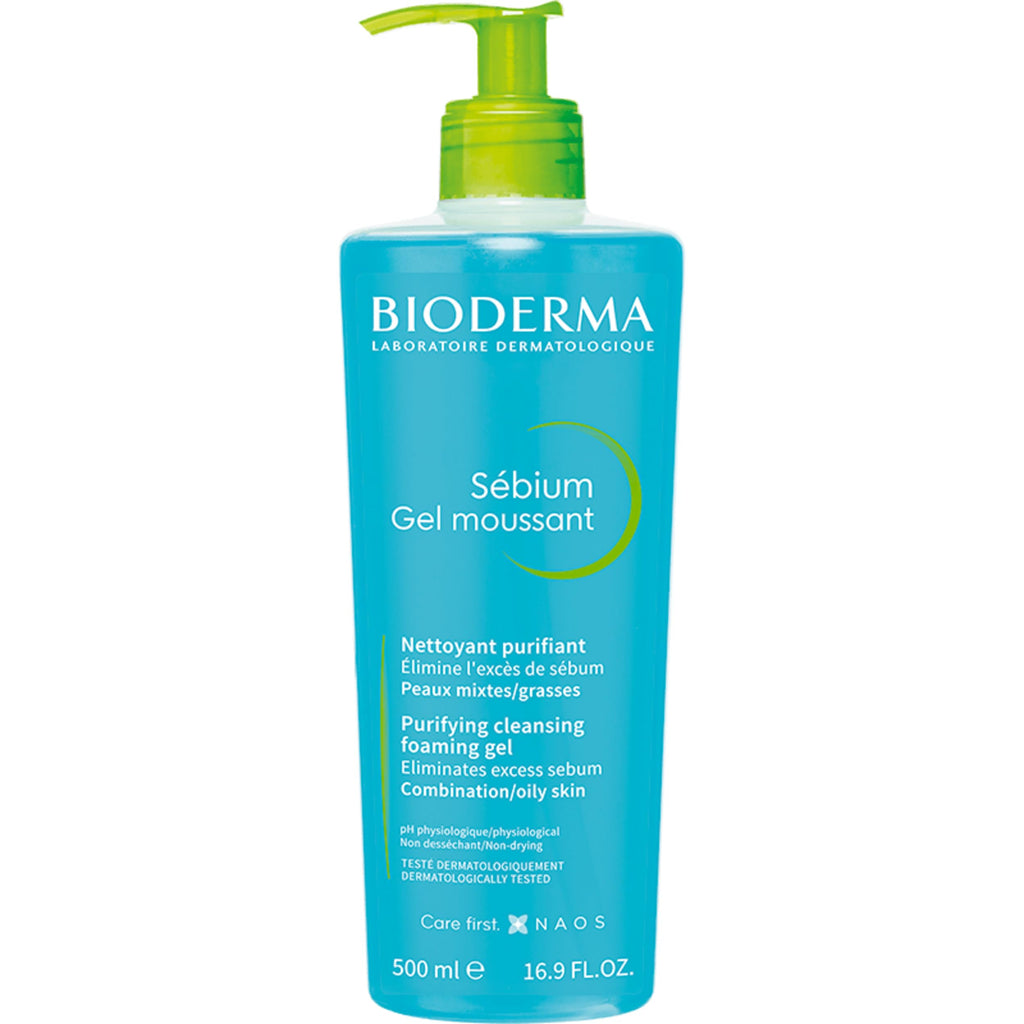 Bioderma - Sébium - Foaming Gel Pump - Cleansing and Make-Up Removing - Skin Purifying - for Combination to Oily Skin 16.91 Fl Oz (Pack of 1)