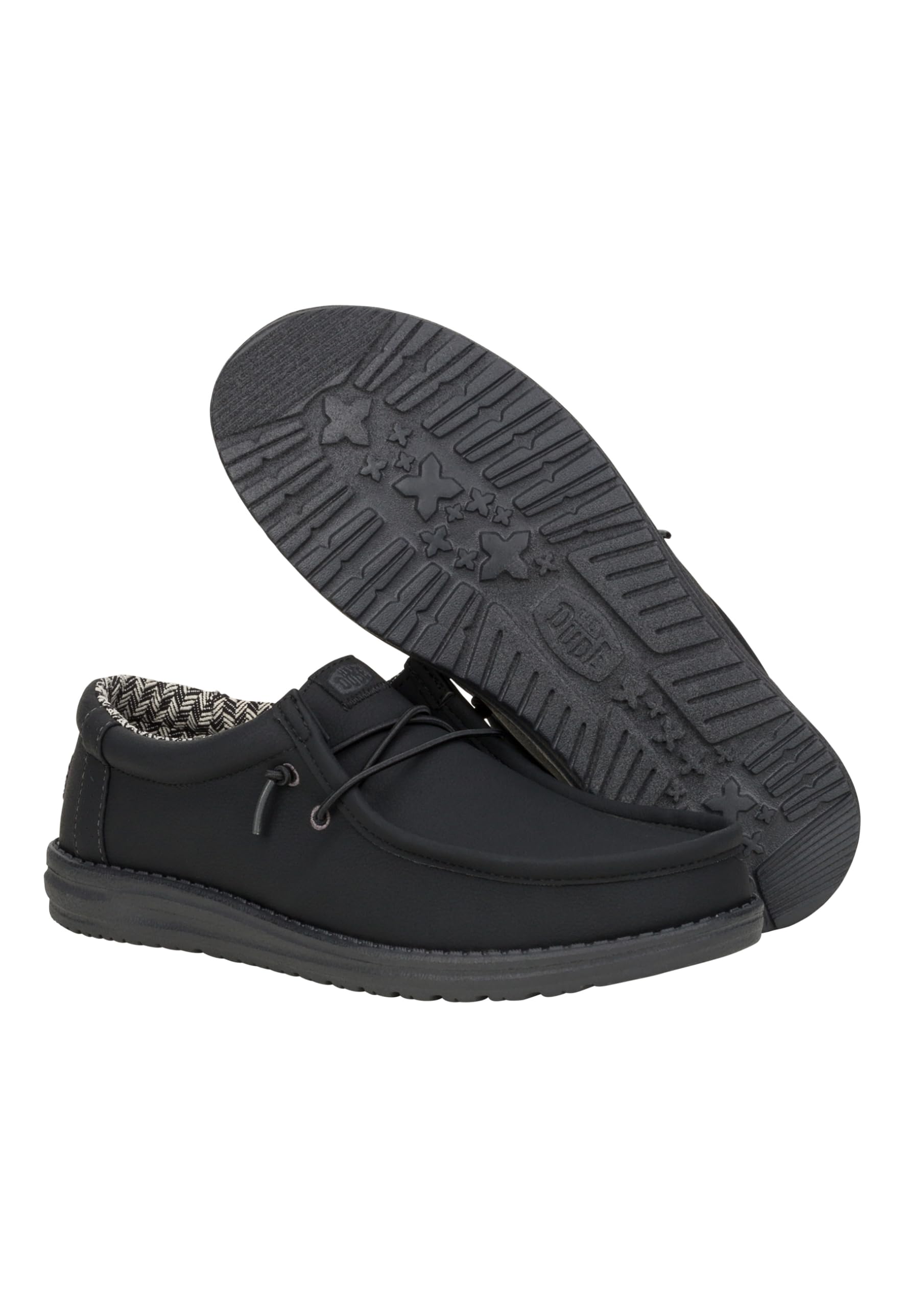 HEYDUDE Men's Wally Classic Black/Charcoal Size 11, Men’s Shoes, Men's Slip-on Loafers, Comfortable & Light-Weight