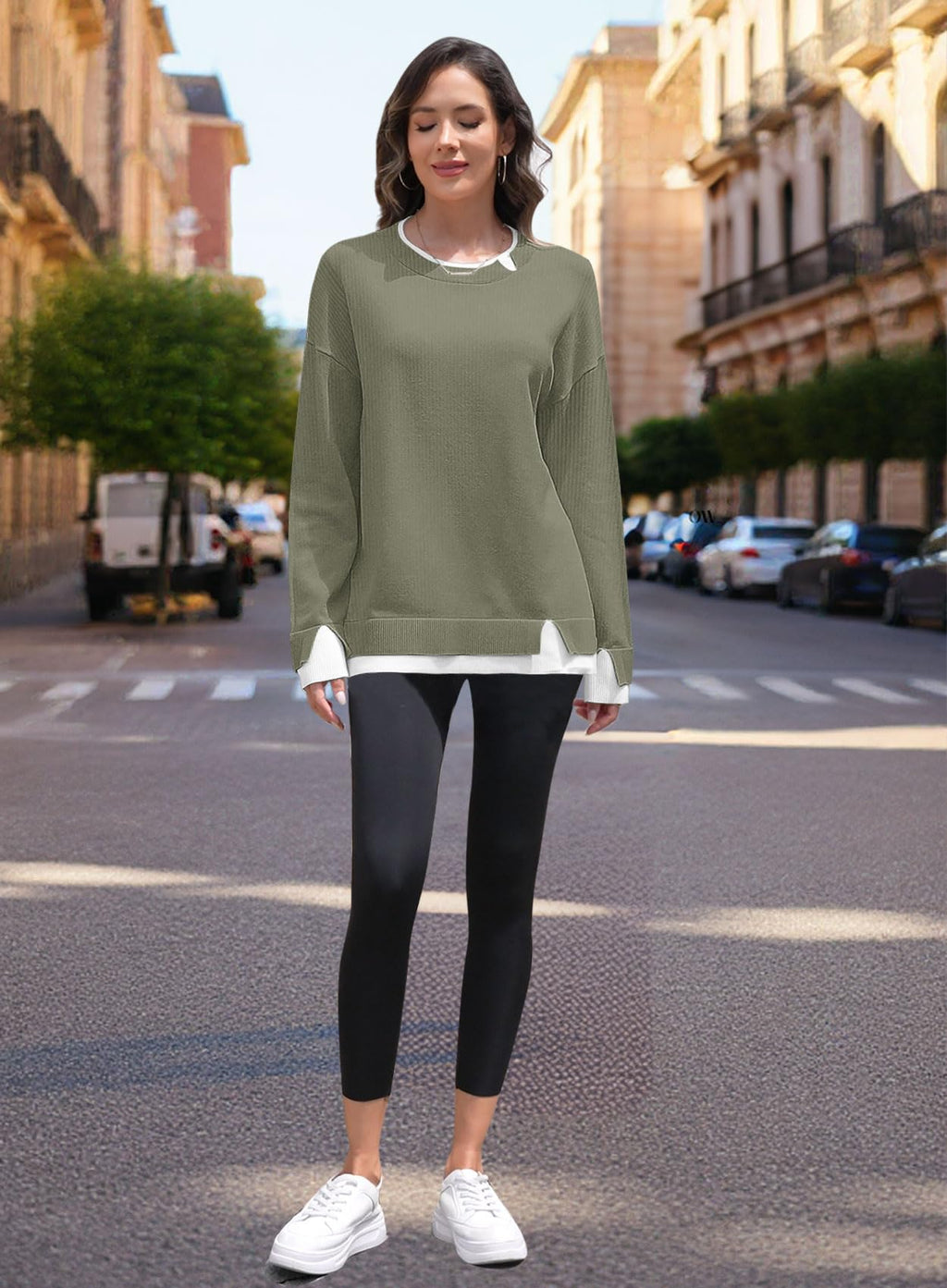 Disamer Womens Sweaters Fall Clothes Fashion 2026 Cowboy Chic Knit Cozy Sweater School Teacher Outfits Long Sleeve Pullover,Pure Green,Large
