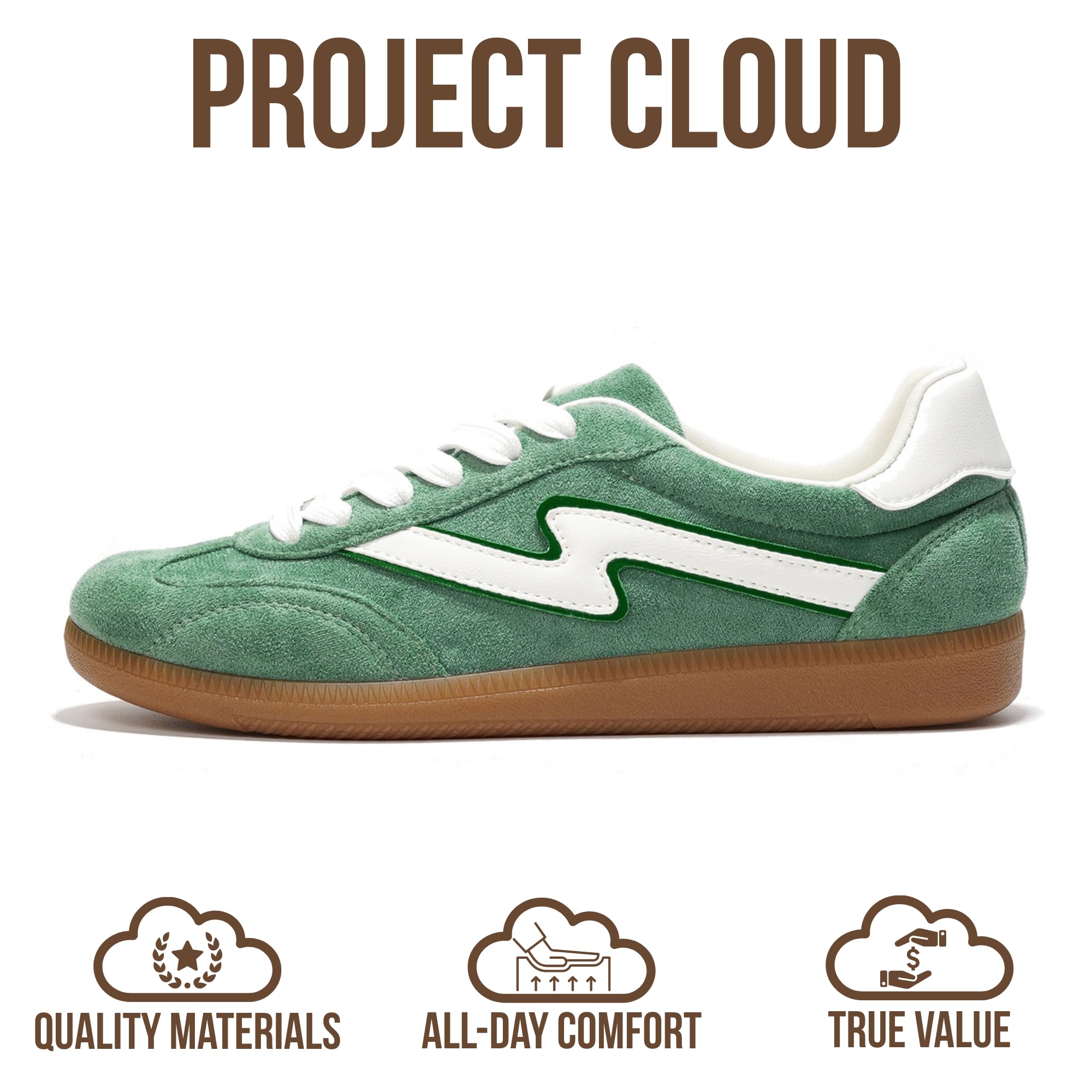 Project Cloud Fashion Sneakers for Women 2026 - Lace-Up Shoes Trendy Women Sneakers with Memory Foam Insole Women's Fashion Sneakers Non-Slip Womens Shoes (Irita, Green Multi, 5.5)
