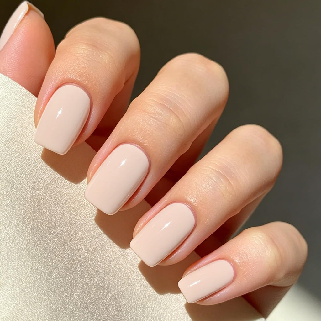 Modelones Press on Nails, White Short Square Fake Nails Summer Nails Press Ons Reusable Nail Kit with Nail Glue Adhesive Tabs Mini Nail File, 32Pcs 16 Sizes, Women Girl Gift