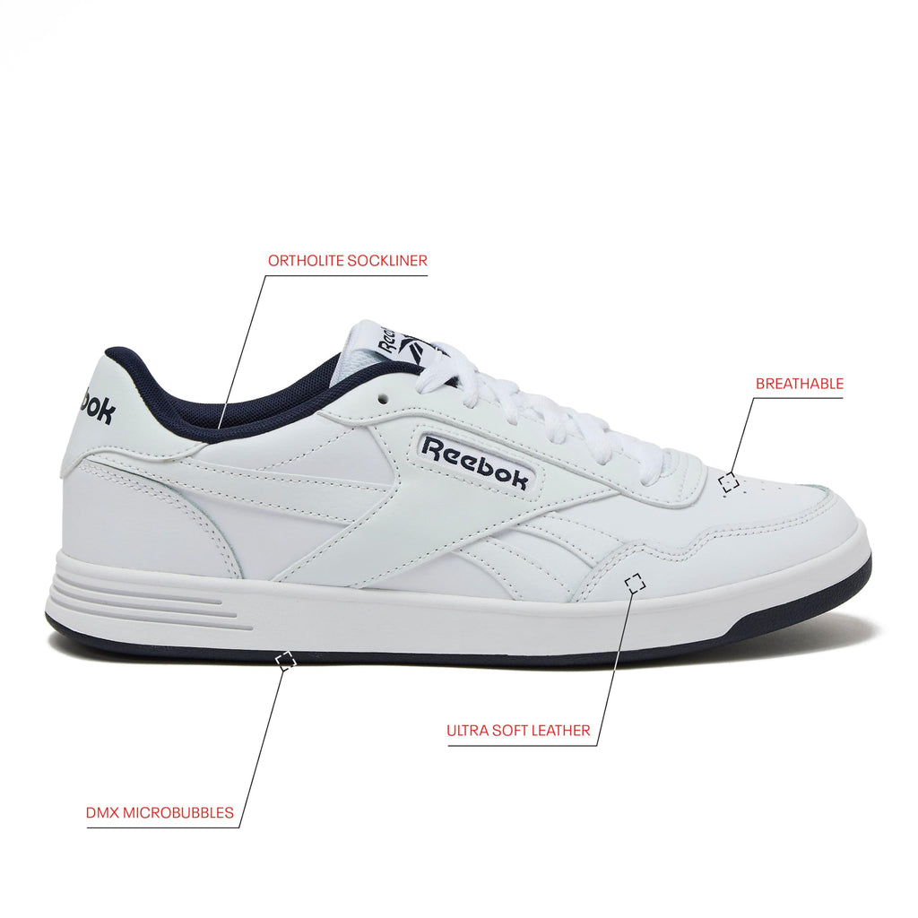 Reebok Court Advance Sneakers for Men - Casual Tennis Mens Shoes Size 6 to 15, White or Black, FFP- Footwear White/Vector Navy/Footwear White, 4.5