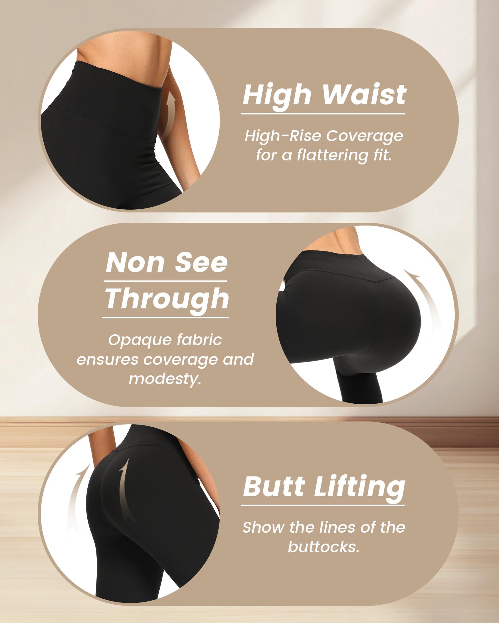 4 Pack Leggings for Women - High Waisted Tummy Control Soft No See-Through Black Yoga Pants for Athletic Workout