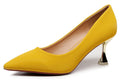 VenusCelia Women's Golden-Sun Pump Stiletto Heel Shoes (7.5 M US,Yellow)