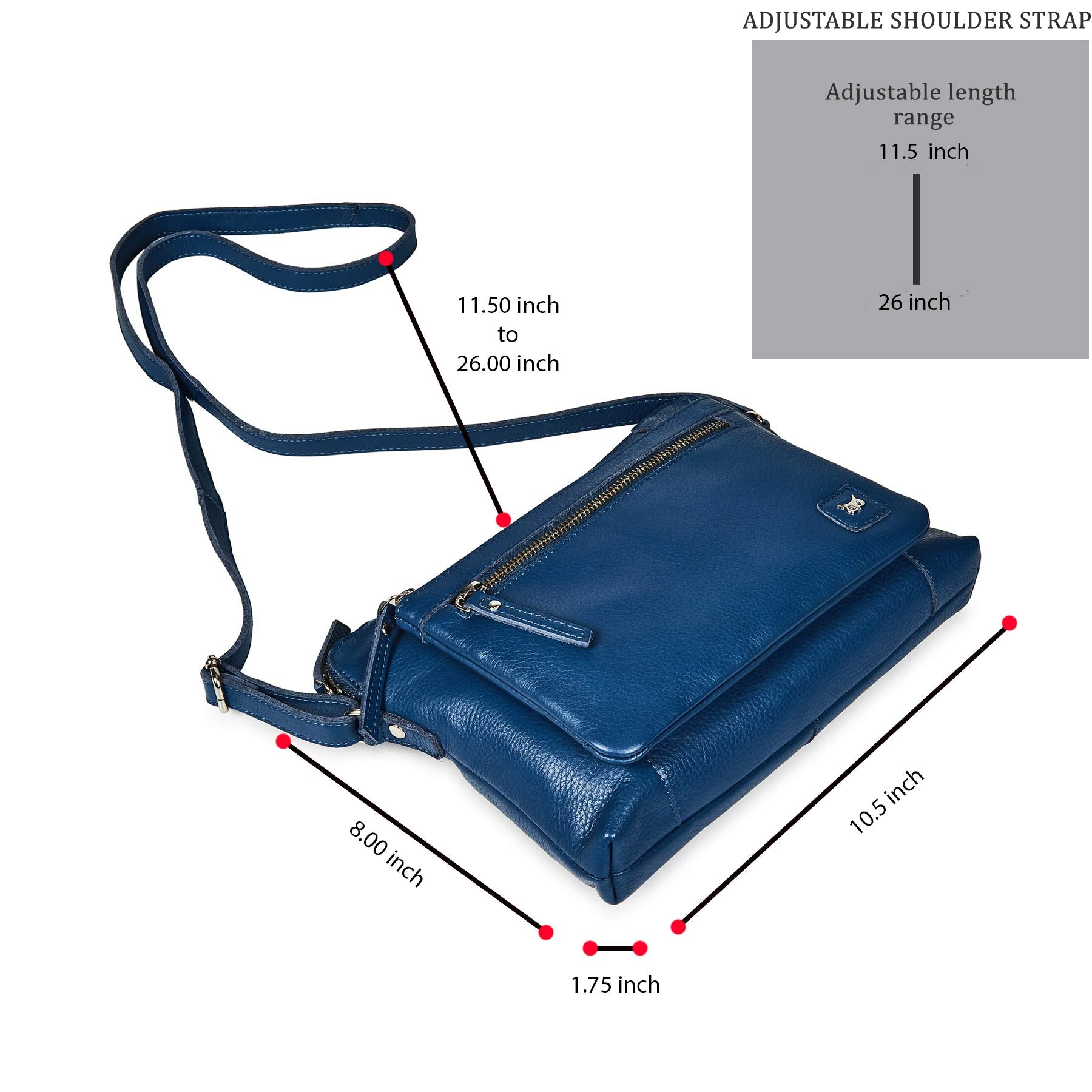 Leather Crossbody Bags for Women Small Soft Genuine Pebbled Sling Shoulder Handbag Crossover Purse with Full Adjustable Strap (Sapphire Blue Nappa)