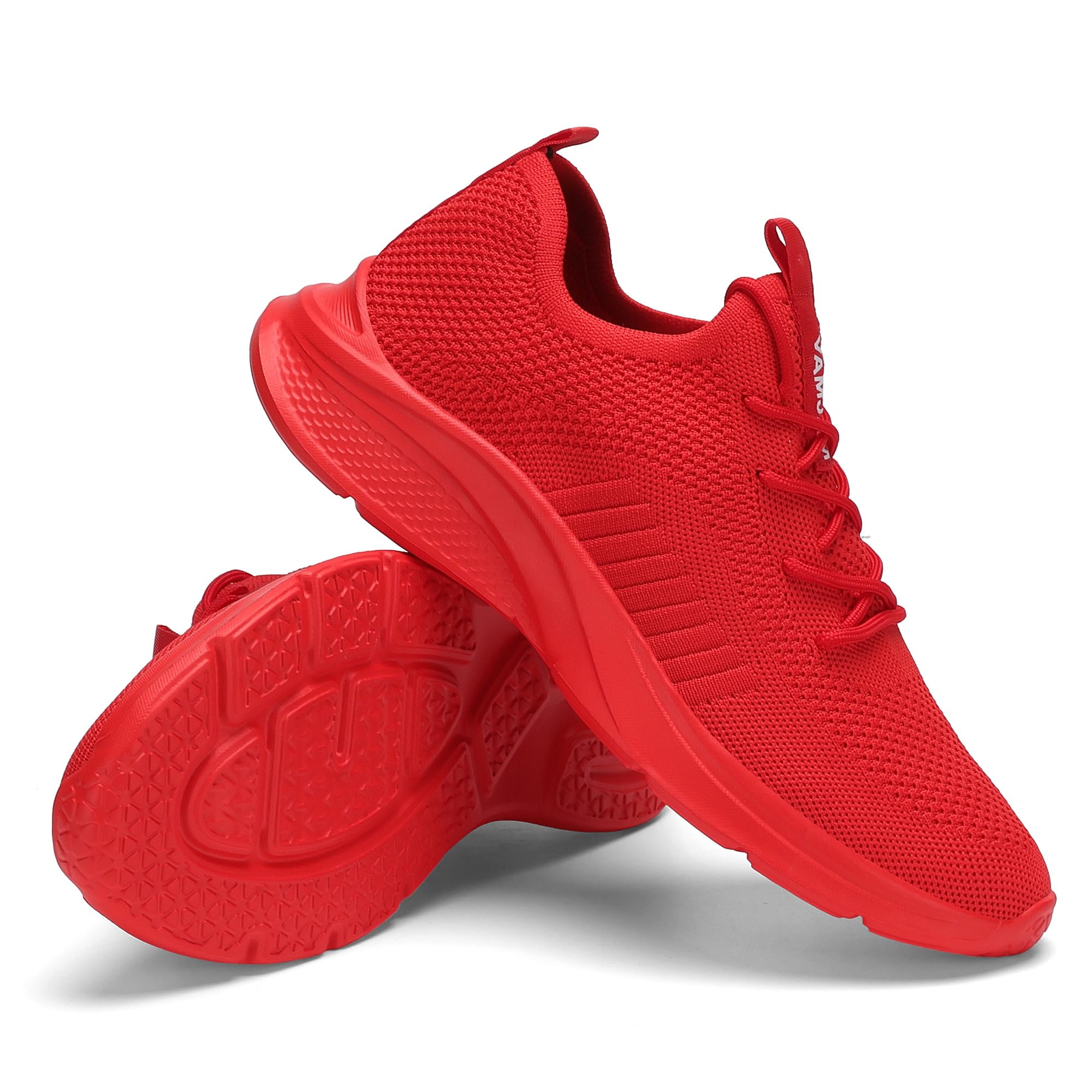 VAMJAM Men's Running Shoes Fashion Sneakers - Lightweight Breathable Flying Knitting Lace Up Mesh Walking Shoes Workout Casual Sports Shoes All Red Size 12