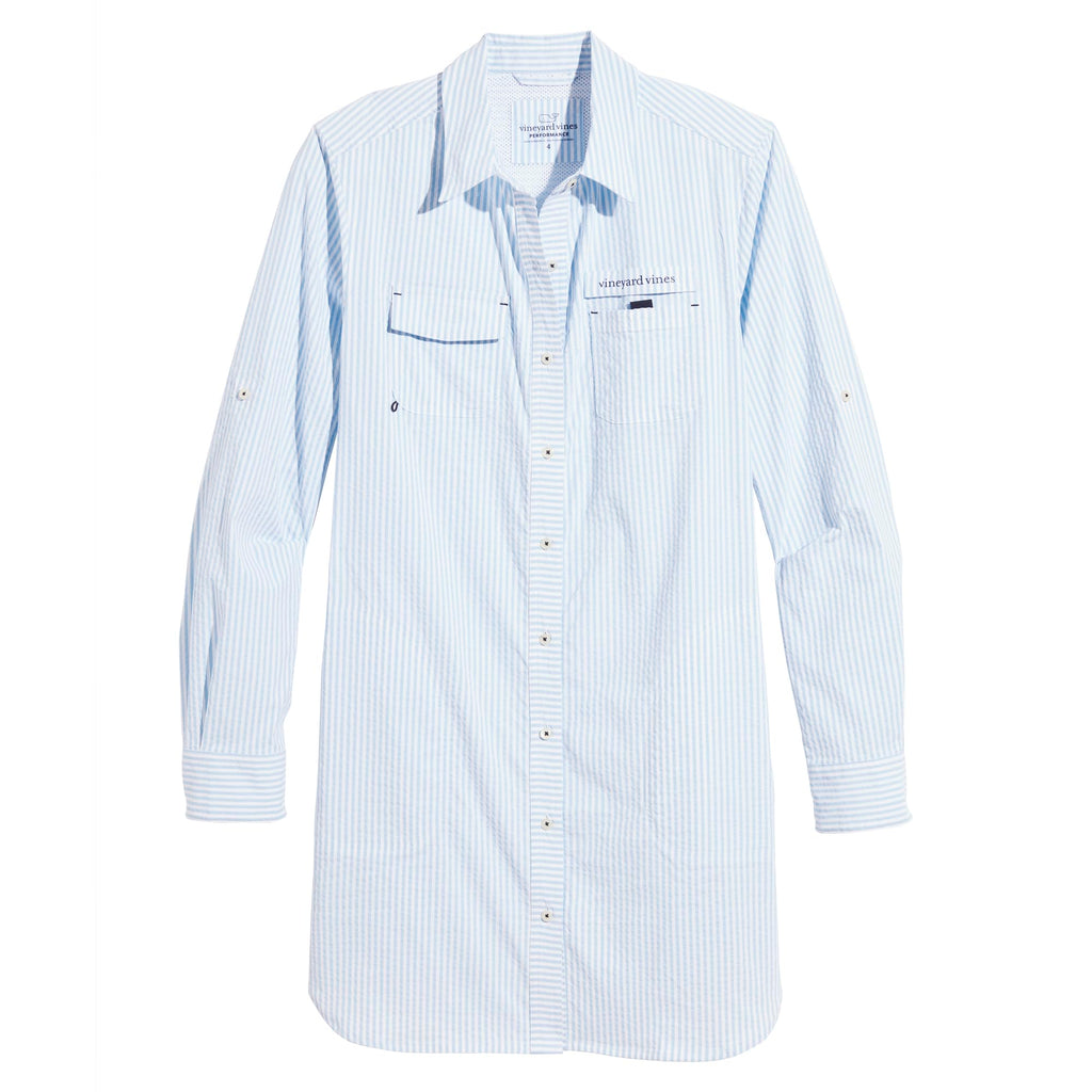 vineyard vines Women's Original Harbor Cover-Up, Seersucker/Jake Blue, 0