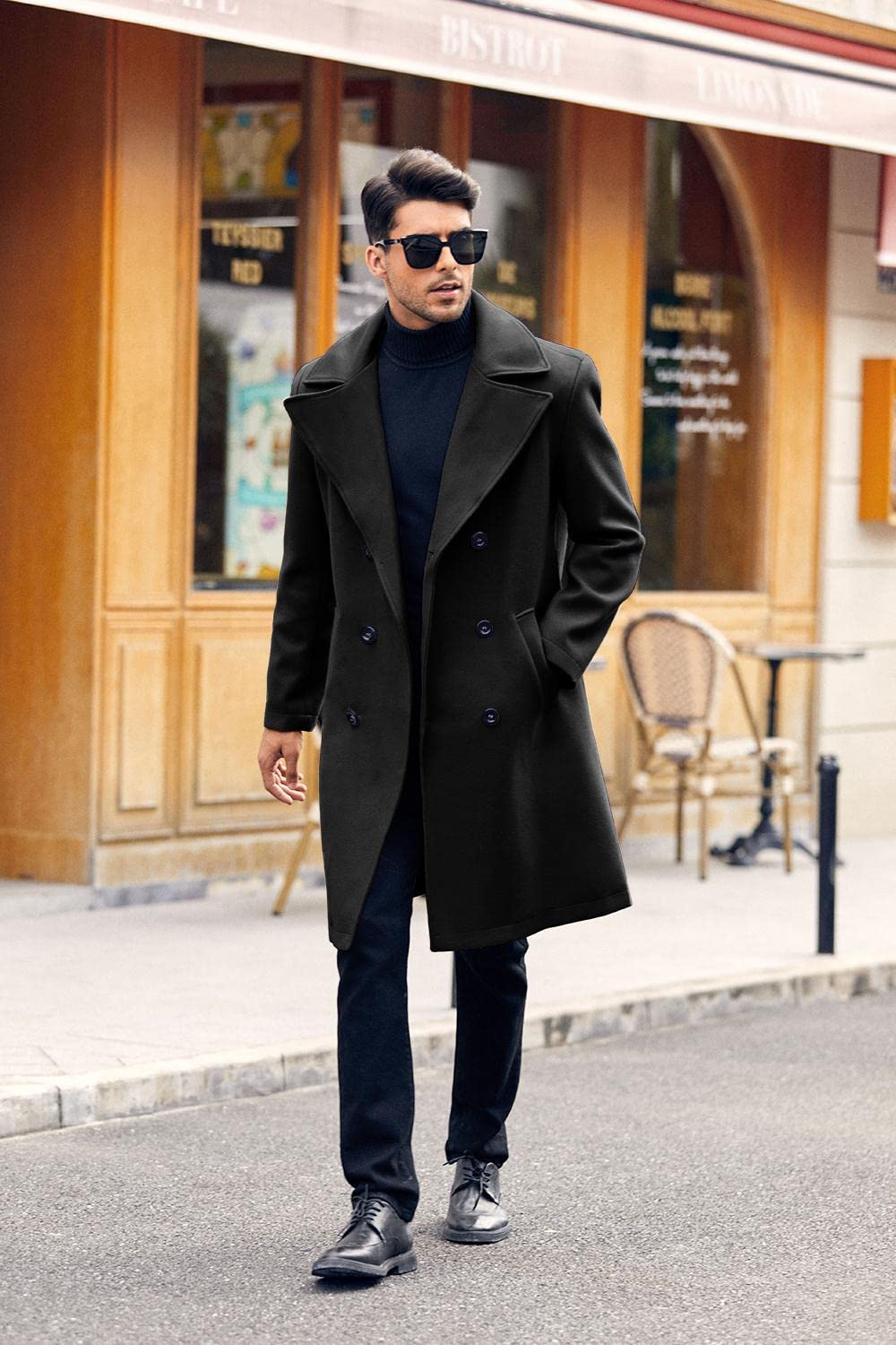 Makkrom Mens Double Breasted Trench Coat Casual Lapel Collar Business Winter Long Overcoats X-Large