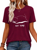 Women's Not Today Cat Shirt Funny Graphic Print Tee Teen Girl Short Sleeve Crewneck Casual for Cat Lovers