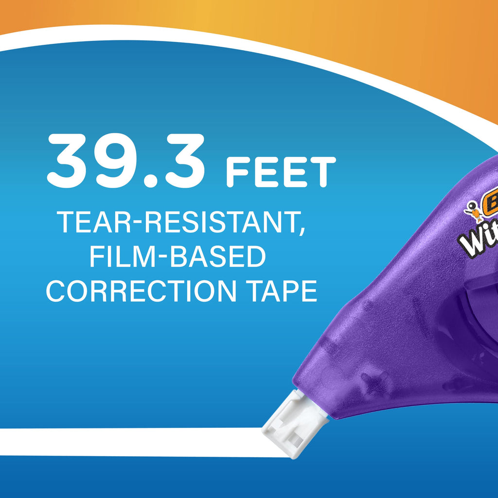 BIC Wite-Out Brand EZ Correct Correction Tape, 39.3 feet, 4-Count Pack of White Correction Tape, Fast, Clean and Easy to Use Tear-Resistant Tape Office or School Supplies