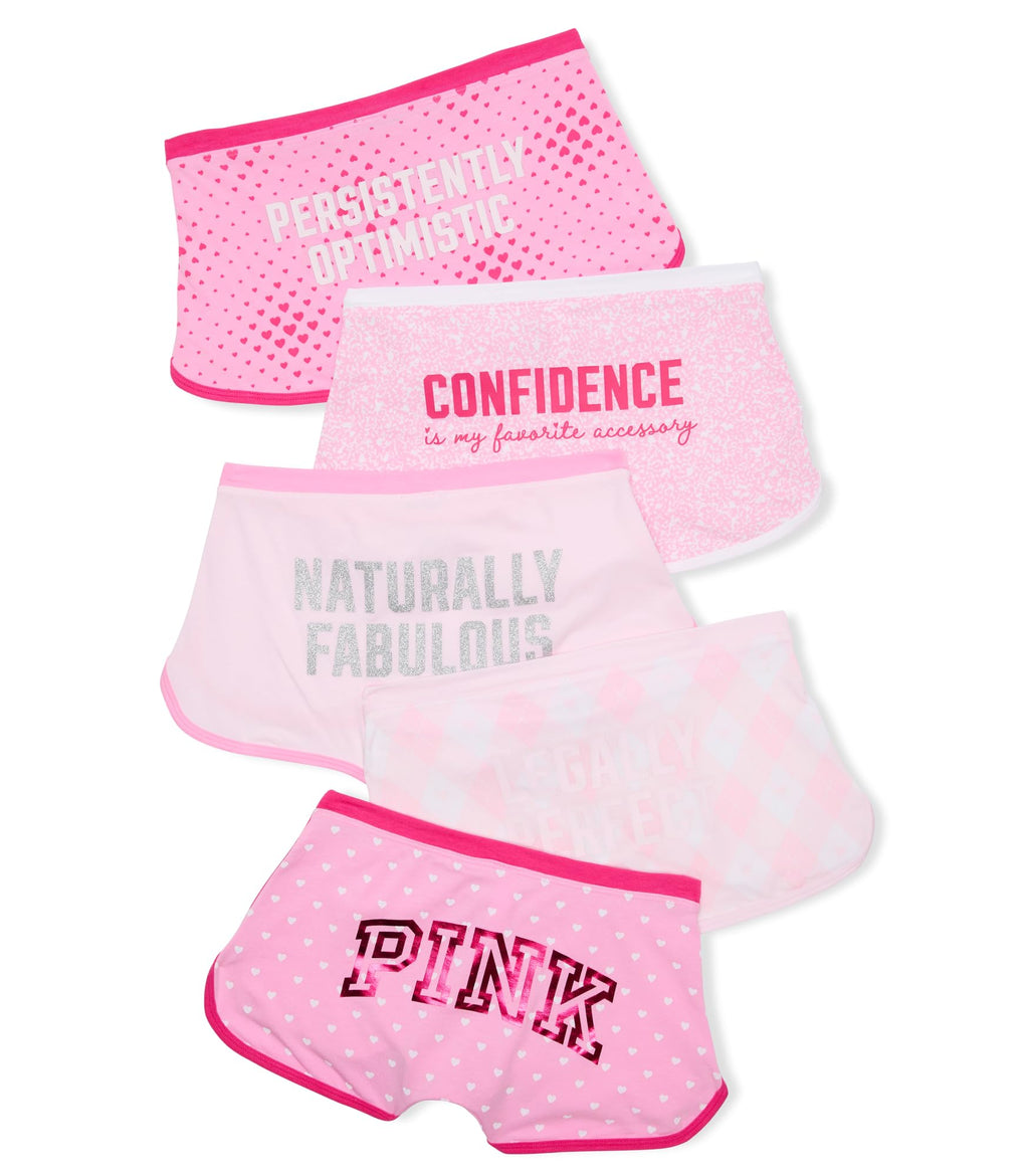 Victoria's Secret PINK | Elle 5-Pack Cotton Dorm Boyshort Panties, Elle Pink Pack, M