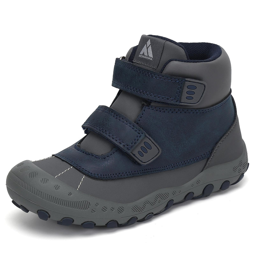 Mishansha Unisex-Child Outdoor Ankle Hiking Boots Boys Girls Trekking Walking Shoes with Hook and Loop Pu Blue 2 Little Kid