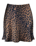 Women's Satin Mini Skirt Leopard Print High Waist Elastic Y2k Cute Silk Short Skirts for Women