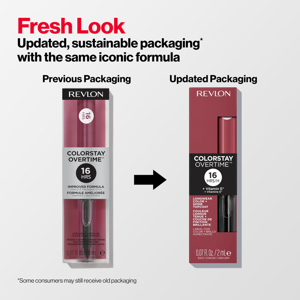 Revlon Liquid Lipstick with Clear Lip Gloss, ColorStay Overtime Lipcolor, Dual Ended with Vitamin E, 005 Infinite Raspberry, 0.07 Fl Oz