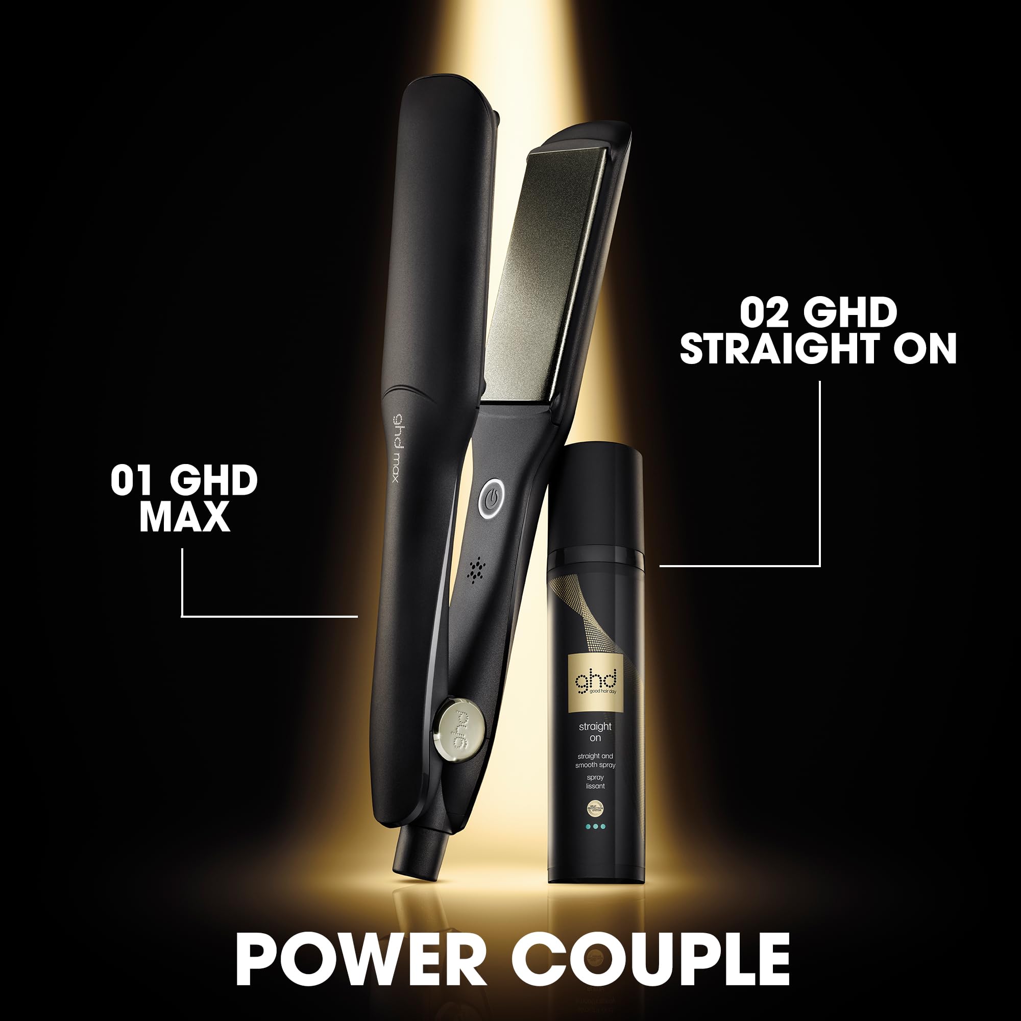 ghd Max Styler Flat Iron Hair Straightener, Black