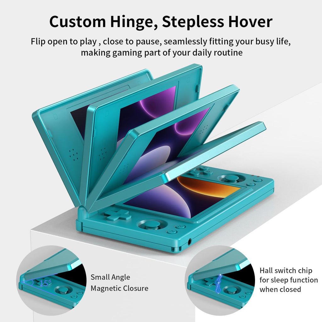 Aivuidbs RG DS Foldable Handheld Game Console RK3568 Anbernic RG DS Android 14 System two-Player Joystick Top and Bottom Dual Screen 4 inch OCA Full Touch Screen 4000mAh 3 + 32gb (RG DS-Turquoise Blue-new)