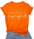 DANVOUY Womens V-Neck Letter Print T-Shirt Funny Graphic T Shirt Short Sleeve Tops Orange Large