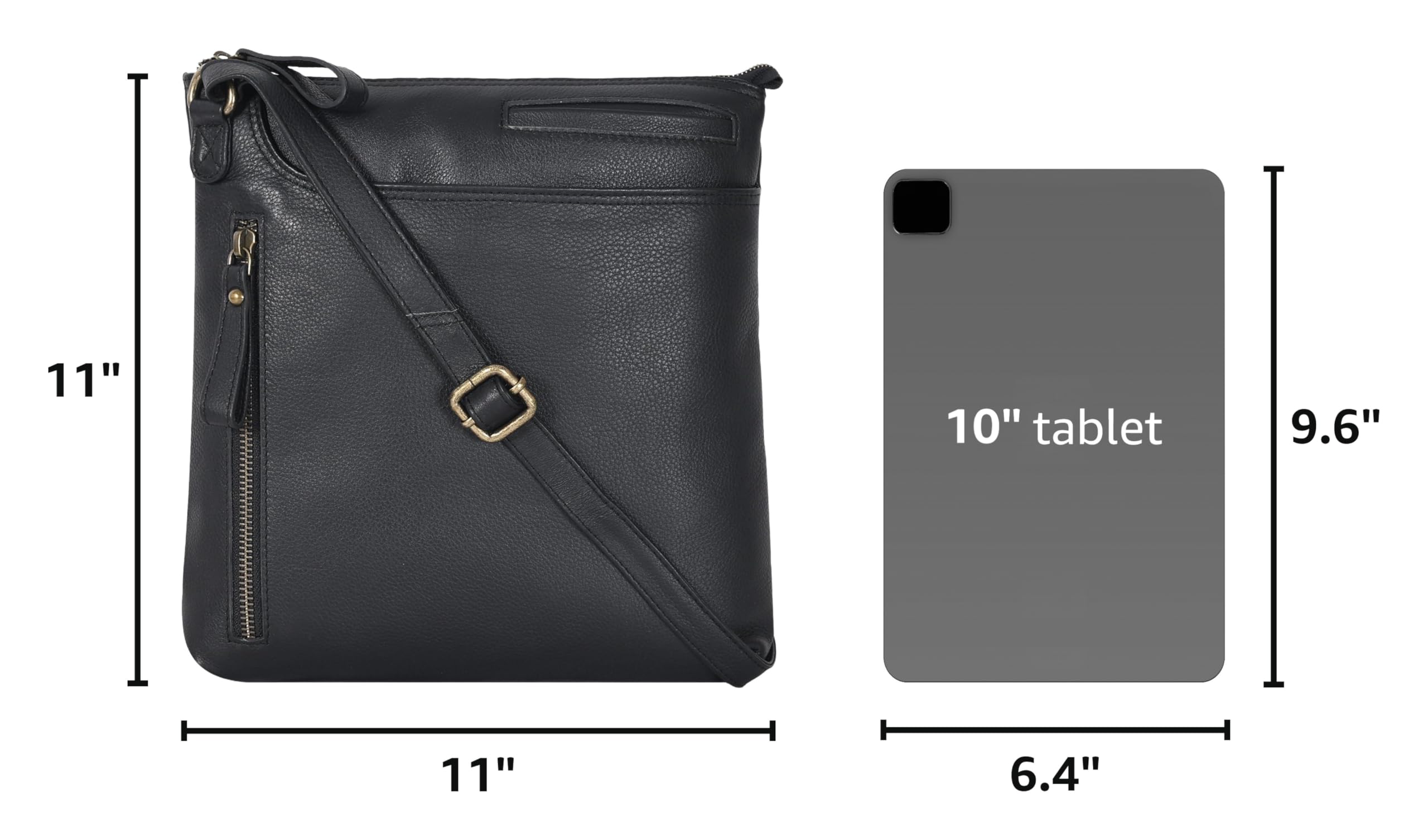Leather Crossbody Bags for Women - Ladies Sling Handbags - Medium Cross body Purses Handbags - Purses For Women (Black Washed)