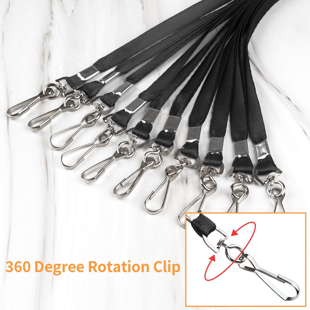 PEASUG 50 Pack Lanyards Bulk, Lanyards for Keys & ID Badges, Flat Neck Lanyard with Badge Clip Swivel Hook for Teacher, Kids, Men, Women, School, Activity, Classroom (Black)