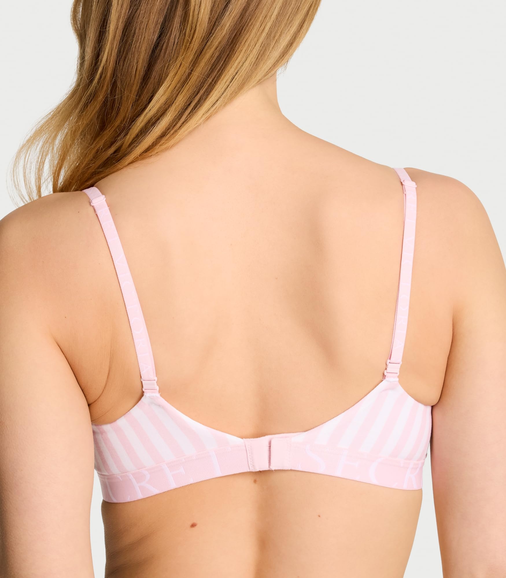 Victoria's Secret Lightly Lined Wireless T Shirt Bra, Smoothing, Adjustable Straps, Bras for Women, Pretty Blossom Stripes, 34C