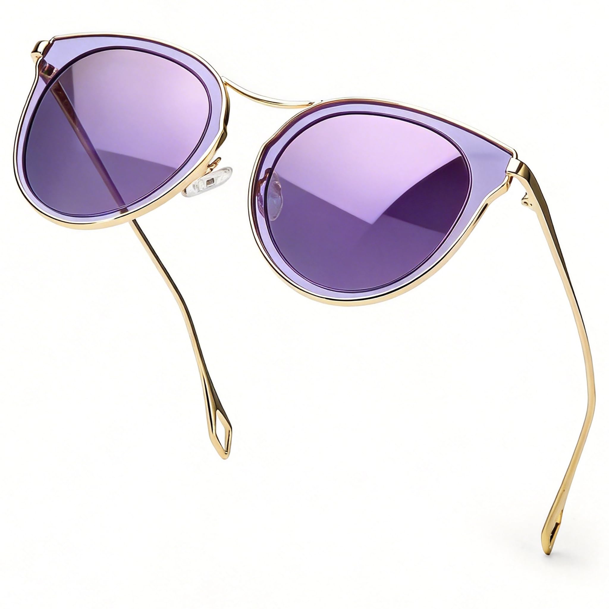 SIPHEW Womens Oversized Cat Eye Mirrored Sunglasses Polarized - Trendy Large Fashion Shades with UV400 Protection for Women