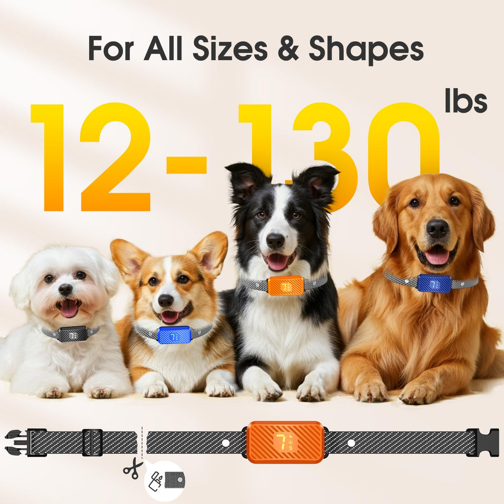 KJKZO Dog Bark Collar for Large Medium Small Dogs, Effective No-Bark Collar, Smart Barking Collar, Rechargeable Bark Collar with 7-Level Sensitivity, 3 Beep & Vibration Modes, Waterproof, Orange