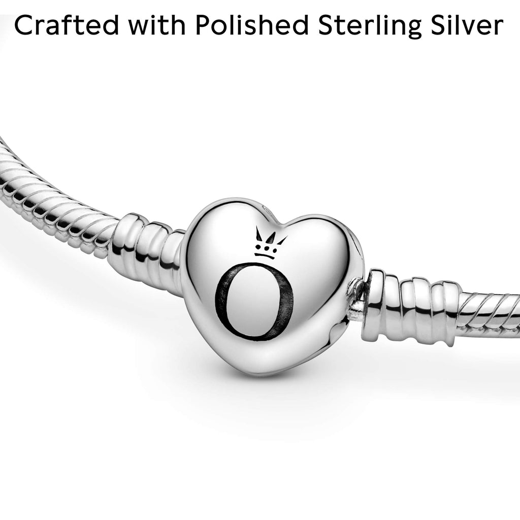 Pandora Jewelry Moments Heart Clasp Snake Chain Charm Sterling Silver Bracelet, 8.3"