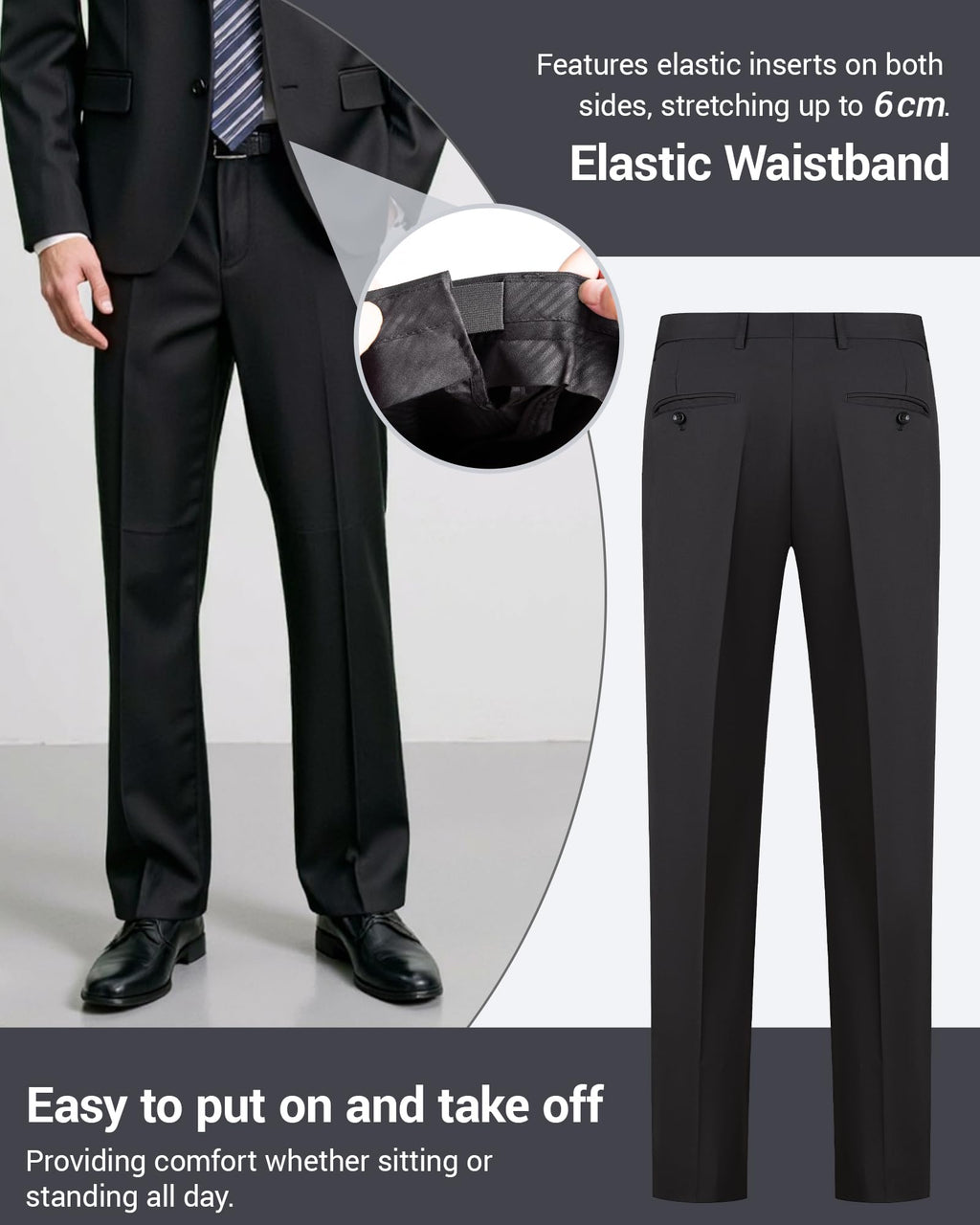 Men’s Slim Fit 2 Piece Suit Set, Stretch & Machine Washable, Single Breasted Business Formal Suit for Office & Wedding Guest
