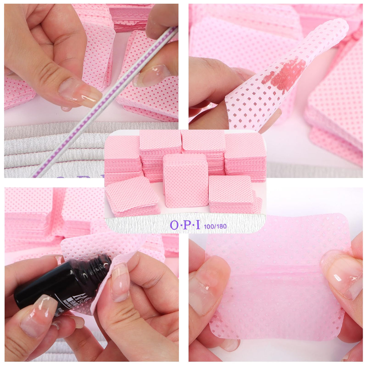 600 Pcs Lint Free Wipes for Nails, Nail Wipes Pads with 5 Pcs Nail Files, Nail Art Acrylic Gel Remover Wipes, Lint Free Polish Pads for Nail, Eyelash, Nail Art