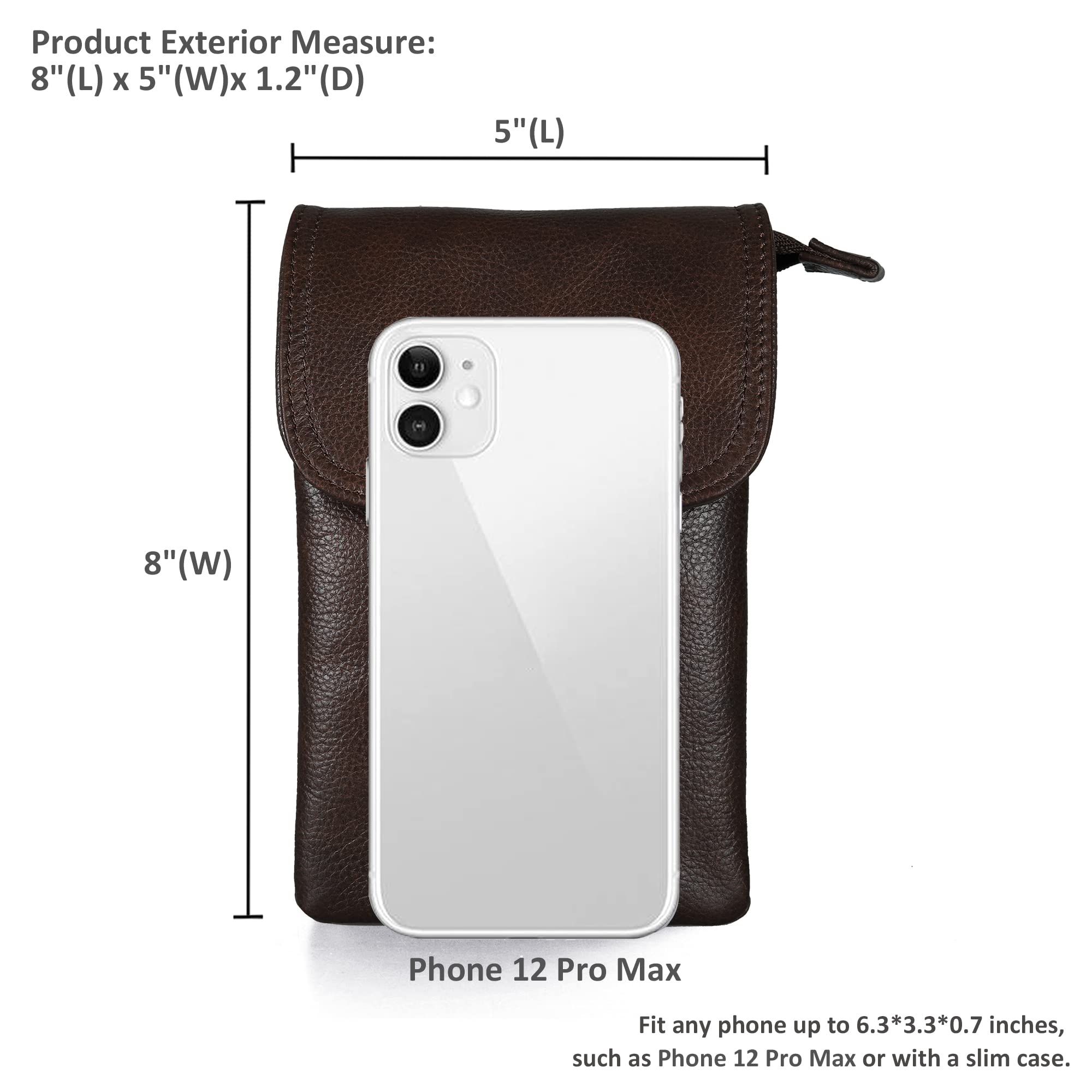 befen Genuine Leather Cell Phone Crossbody Purses for Women, Small Cross Body Bags for Women Travel (Dark Brown)