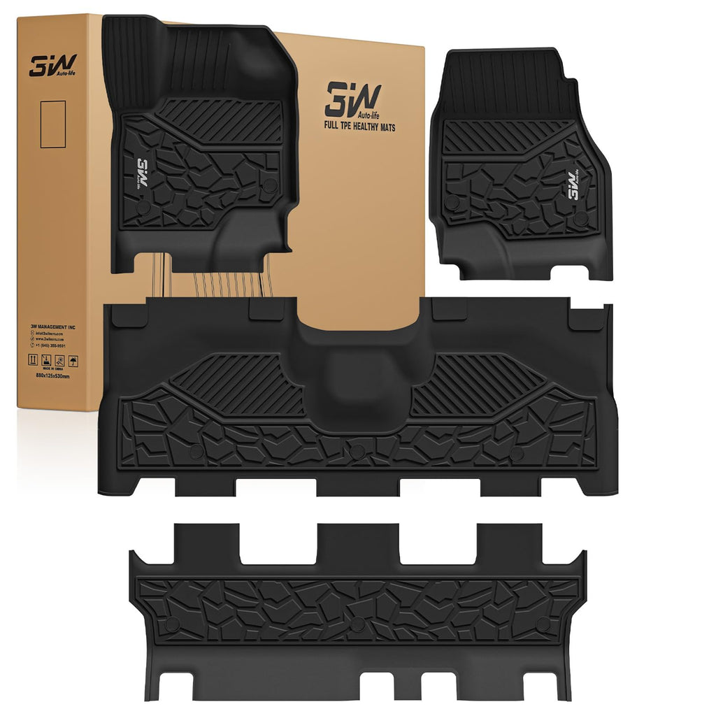 3W Floor Mats for 2025 2026 Ford Expedition Max Bench Seating 8 Seats, All Weather for 2025 2026 Ford Expedition Max (Not fit 7 Seats) Floor Mats Cargo Mat (Only MAX)