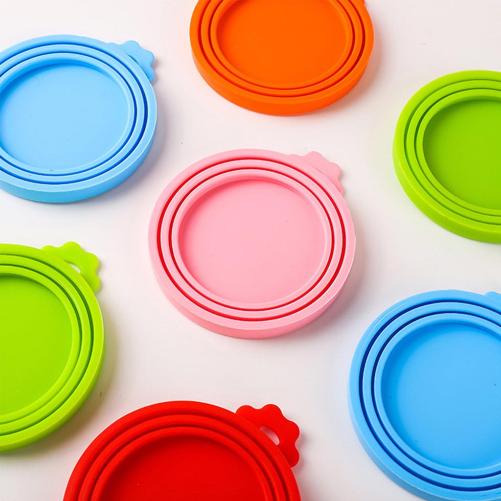 Yobbai 6 packs Pet Food Can Lids, Food Safe BPA-Free & Dishwasher Safe, Can Covers with 2 Stainless Steel Spoons, Most Standard Size Dog and Cat Can Tops