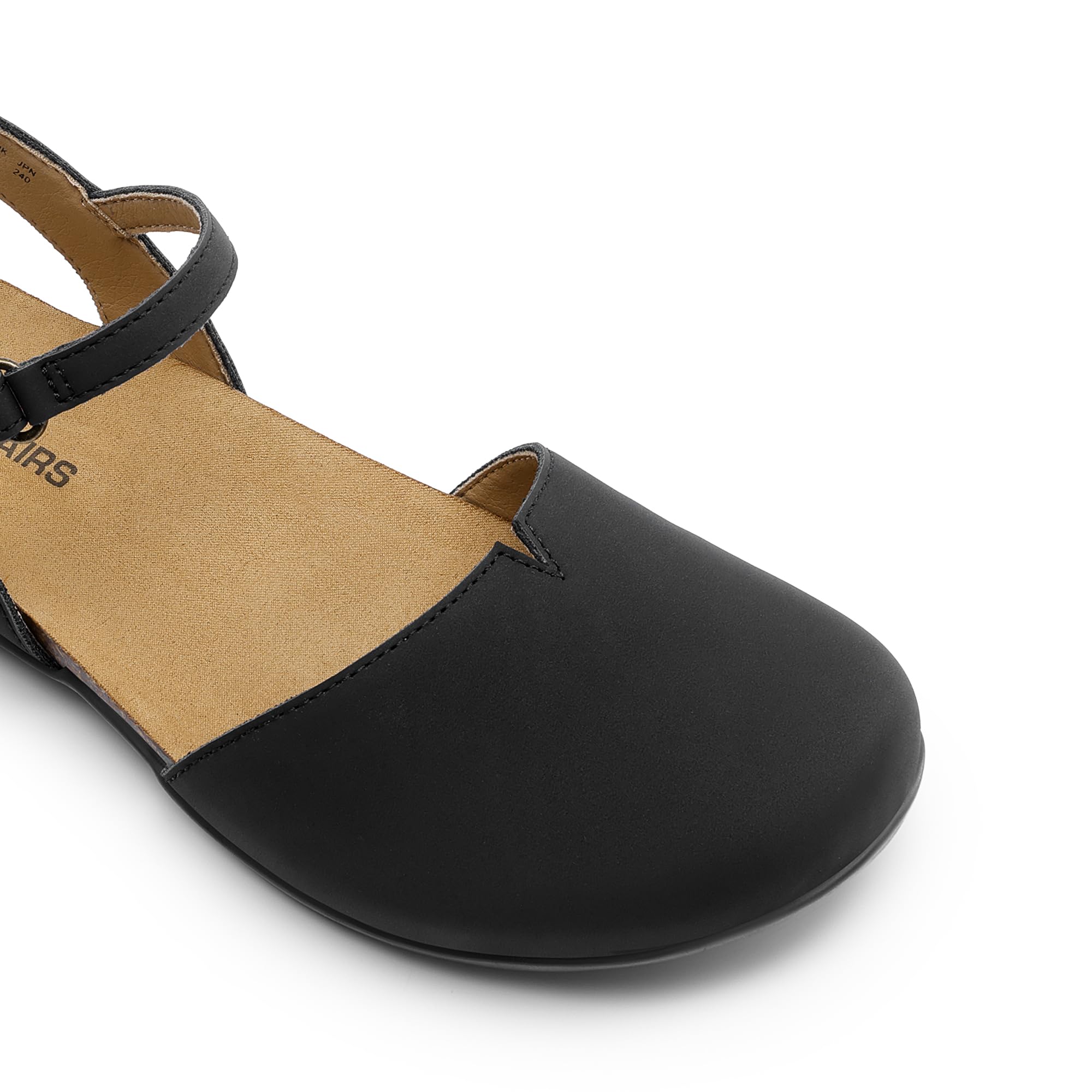 DREAM PAIRS Women's Closed Toe Sandals Arch Support Comfort Cork Footbed Flat Sandals Summer Shoes,Size 8.5,Black,DWUMFS2501