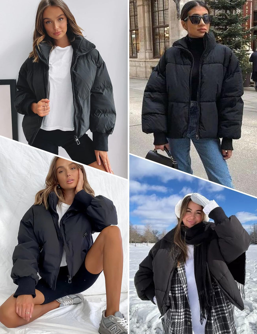 Gihuo Women’s Winter Cropped Puffer Jacket Coat Short Warm Quilted Jacket(Black-S)
