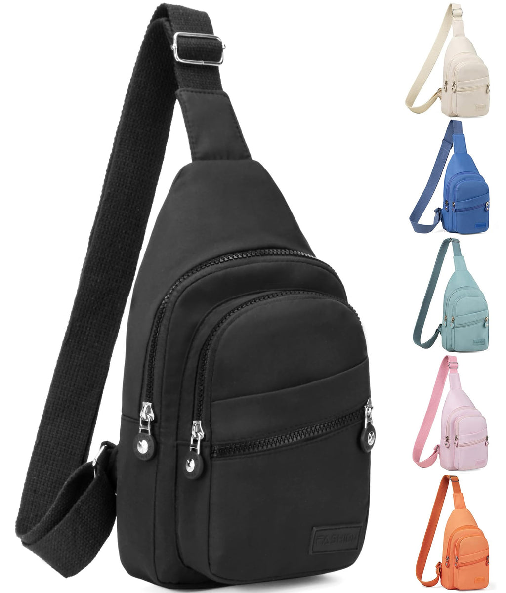 Banelu Small Sling Backpack Crossbody Sling Bag for Women Men, Chest Bag Daypack Fanny Pack Cross Body Bag for Outdoors Hiking Traveling - Black