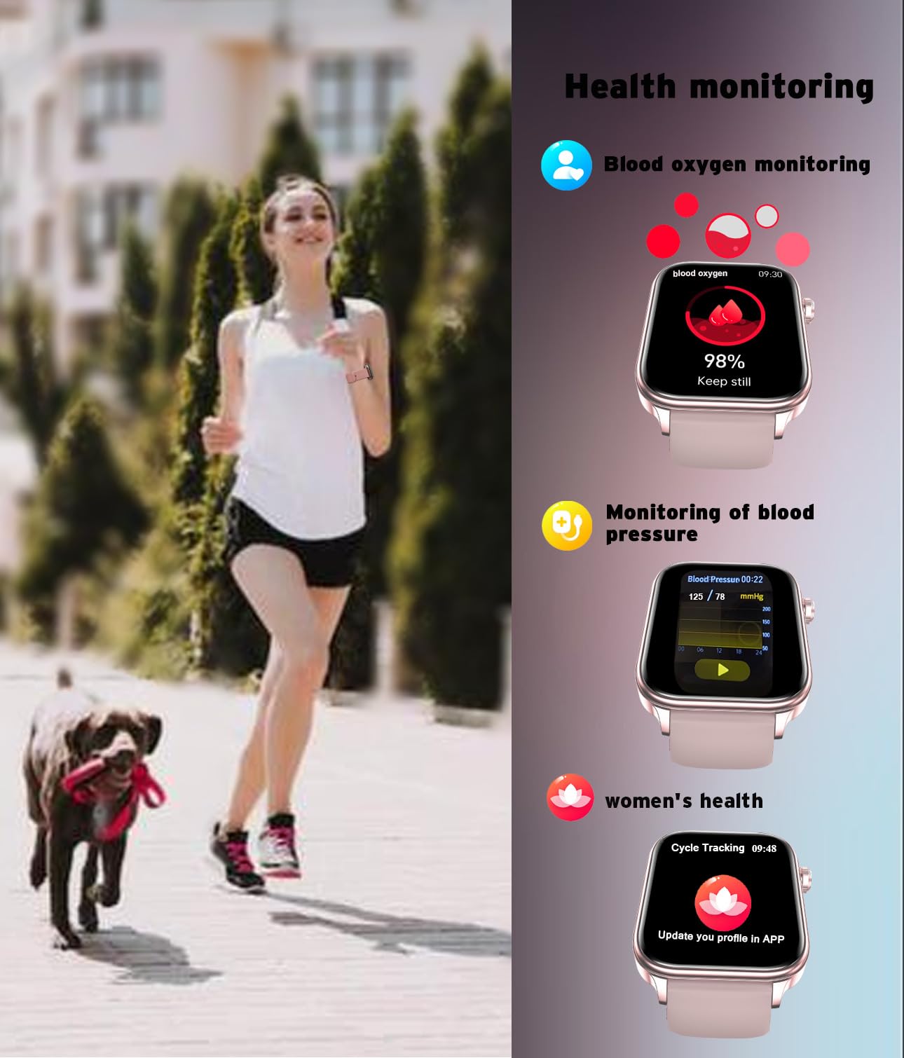 Geelouxian Men's Women's Smart Watch,1.96-inch HD Touchscreen Smartwatch,100+ Sports,Blood Pressure,Heart Rate,Blood Oxygen,Sleep Monitoring,IP68 Waterproof Fitness Tracker,Android iOS iPhone (Pink)