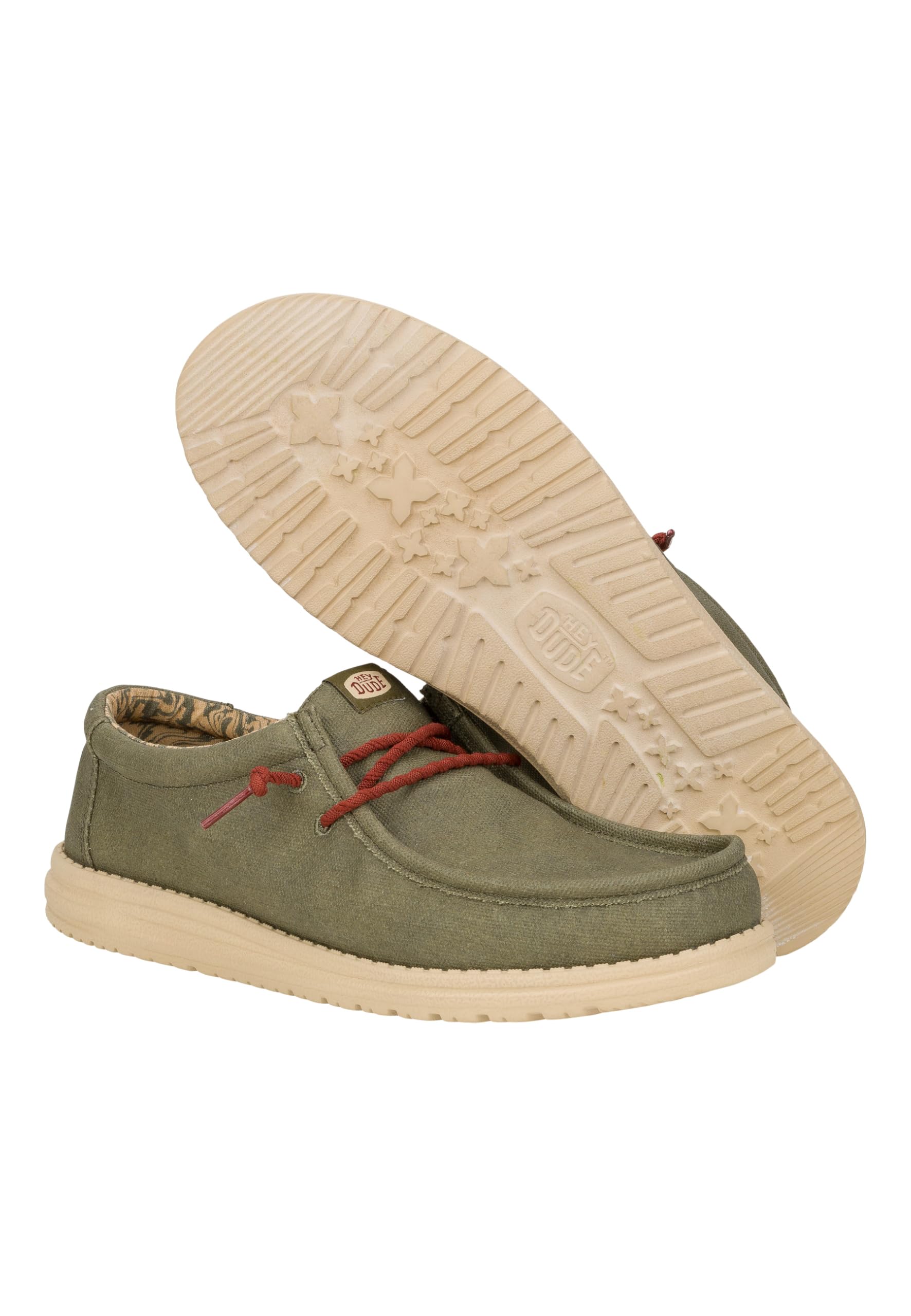 HEYDUDE Men's Wally Waxed Canvas Sneaker Olive