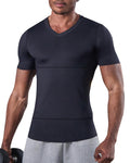 KOCLES Gynecomastia Undershirt V-Neck Chest Compression Shirt for Men Slimming Undershirt Body Shaper, Shapewear Tummy Control - Hide Gyno and Loose Skin Belly Fat (X-Large, Black)