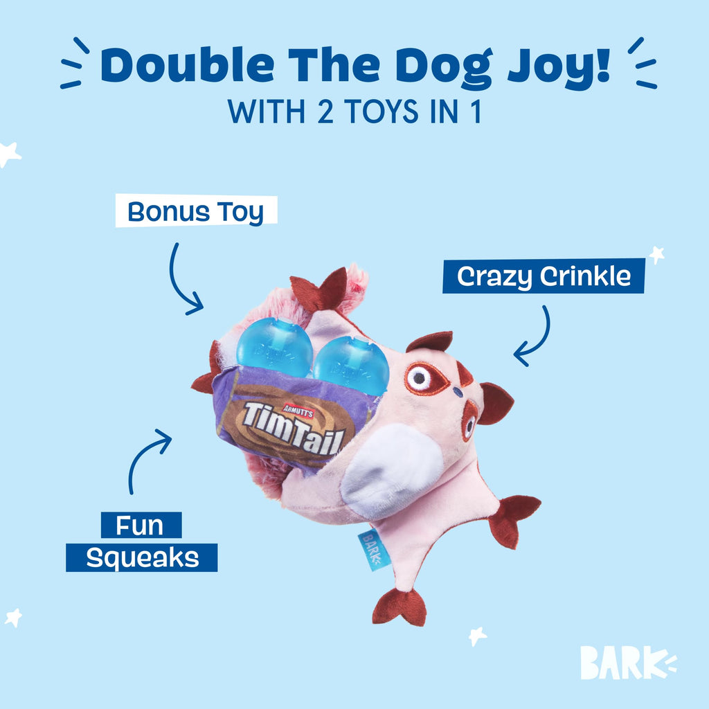 Barkbox Sheila Sugar Glidah Plush Toy for X-Small Dogs – 2-in-1 Squeaky & Crazy Crinkle Fun – Perfect for Fetch, Tug, and Interactive Playtime