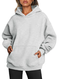 Trendy Queen Womens Oversized Hoodies Fleece Sweatshirts Fall Fashion Pullover Sweaters Winter Clothes Grey M