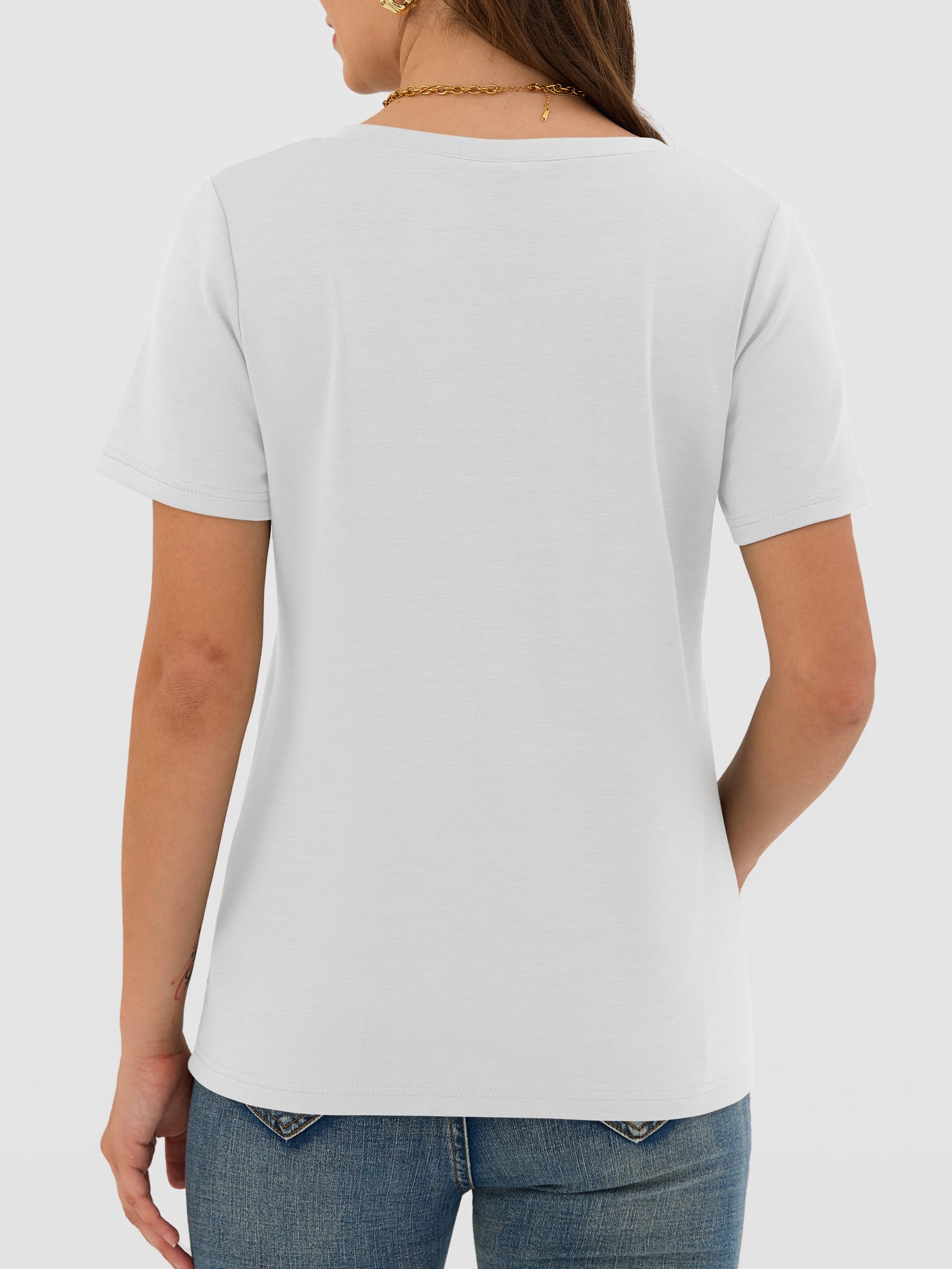 ANRABESS Womens Short Sleeve Tops Casual V Neck Wrinkle - Free Basic T Shirts Summer Cute Tee 2026 Spring Fashion Clothes White Large