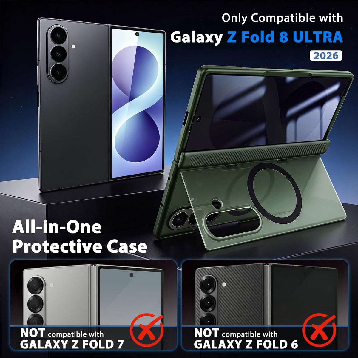 LIDEEYA for Z Fold 8 Ultra Case with Hivisible Kickstand Privacy Screen