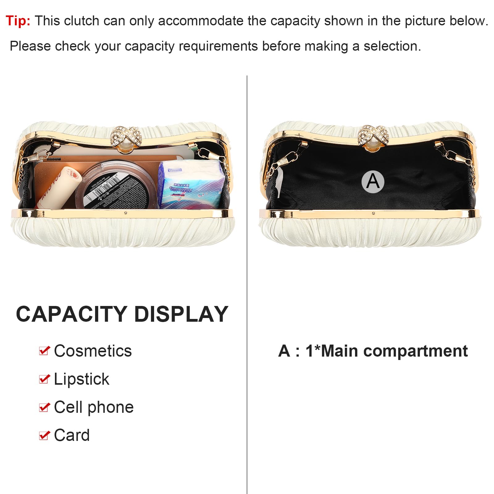 RNIEGA Small Clutch Purses for Women Evening Bag Pleated Satins Clutch Purse Luxury Handbags for Wedding Party