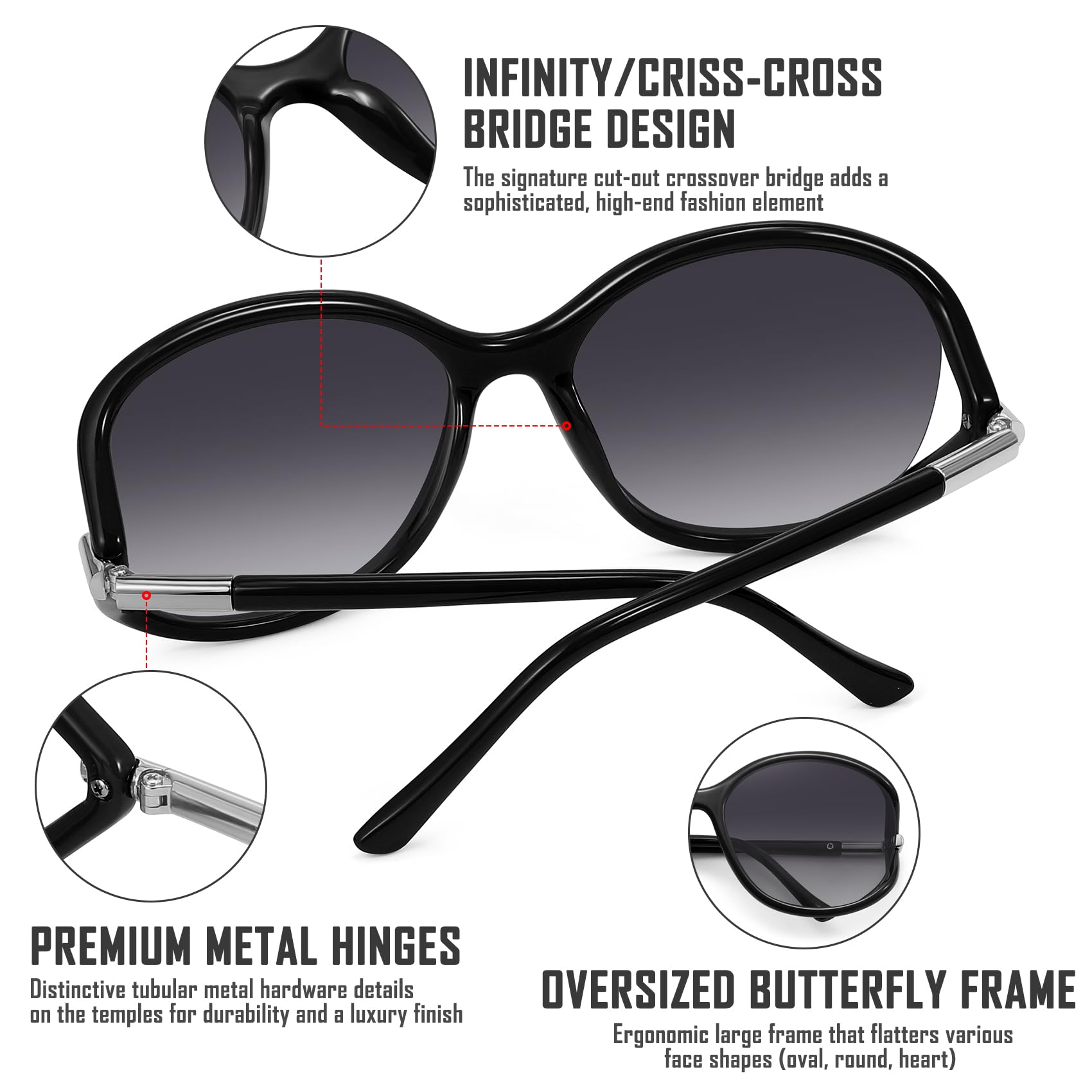 Fozono Trendy Oval Sunglasses for Women with UV400 Protection, Fashion round Shades for Driving, Vacation, Daily Wear & Outdoor Activities
