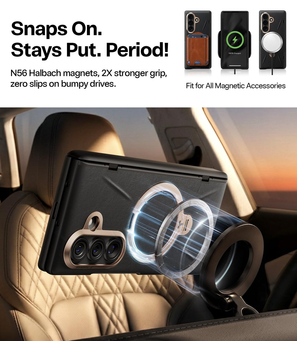 TORRAS Q3 VegSkin for Galaxy Z Fold 8 Ultra Case Leather, Magnetic Stand