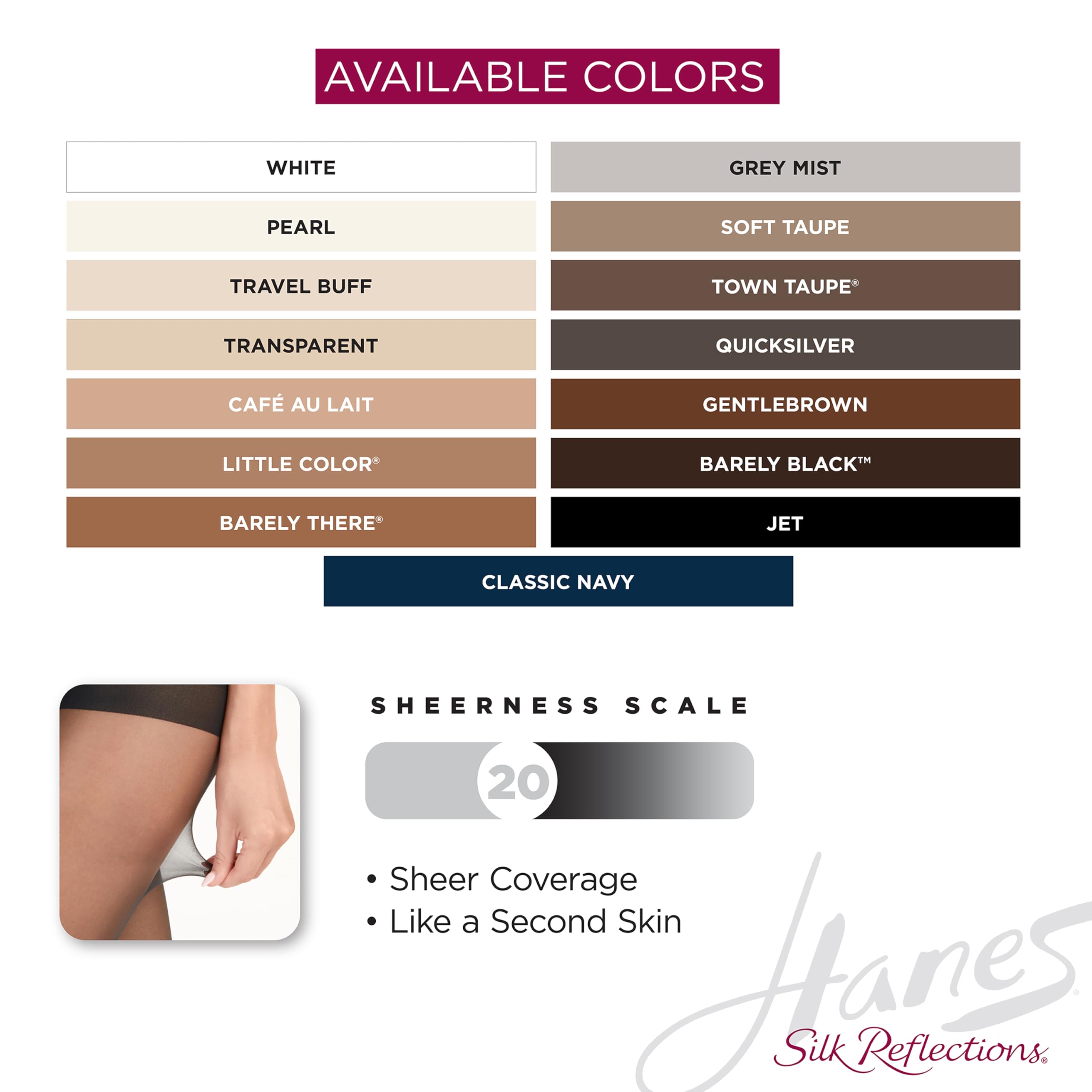 Hanes Silk Reflections Control Top Sheer Toe Silky Sheer Pantyhose, Little Color, Size AB (Pack of 1)